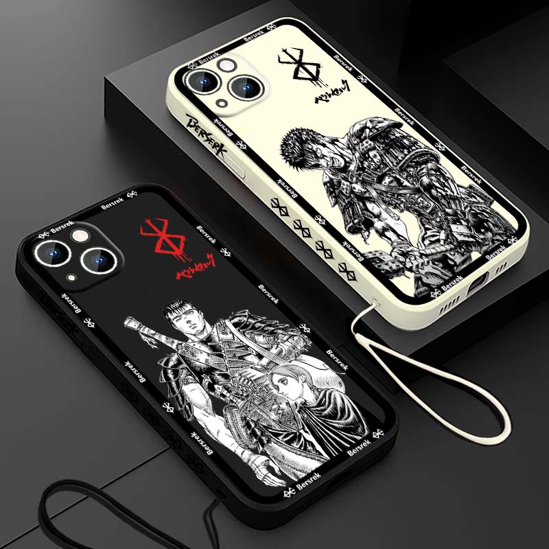 Phone Cases For Iphone 16 - جراب هاتف سائل بتصميم أنمي ياباني