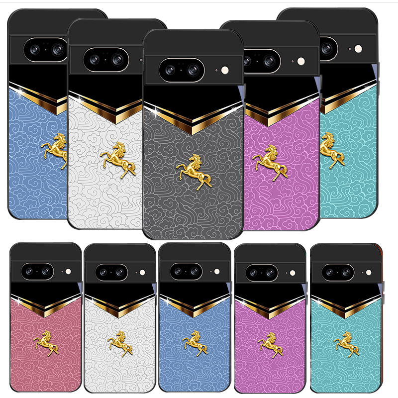Phone Cases Google Pixel 7 - غطاء هاتف زجاجي أسود بتصميم حصان