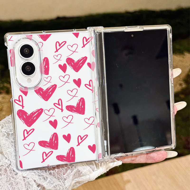 Phone Cases Z Fold 5 - غطاء هاتف بنمط قلوب لطيفة لسامسونج